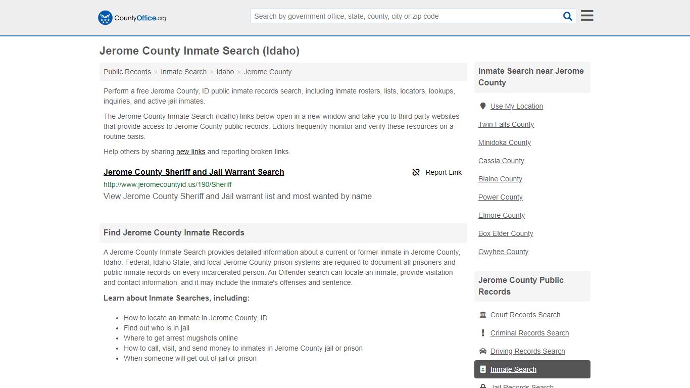 Inmate Search - Jerome County, ID (Inmate Rosters & Locators)