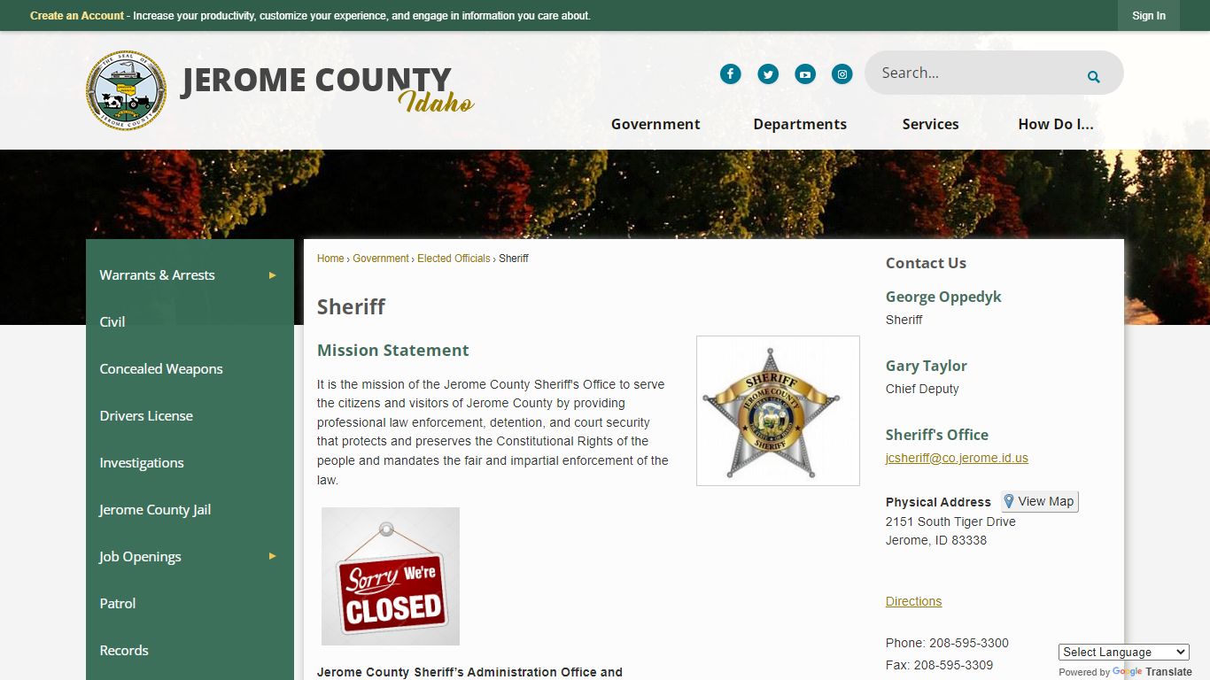 Sheriff | Jerome County, ID